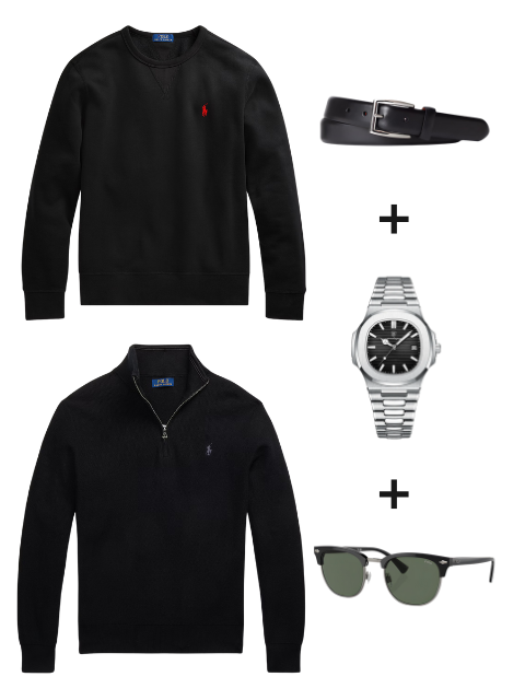[KOOP 2 EN KRIJG 5] - 2 TRUI MET KWARTRITS + HORLOGE + BRIL + RIEM