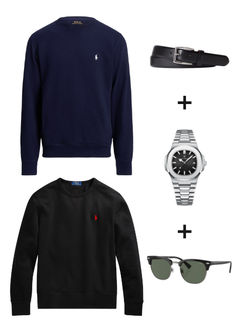 [KOOP 2 EN KRIJG 5] - 2 TRUI MET KWARTRITS + HORLOGE + BRIL + RIEM