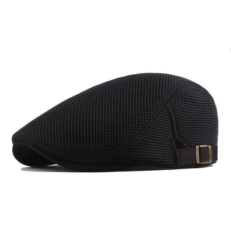 Ademende gebreide flatcap, lichtgewicht polyester, verstelbaar en handwasbaar. Ideaal voor casual stijl en als veelzijdig cadeau.