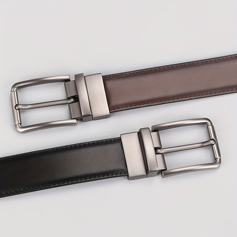 Beltox heren riem van echt leer, reversibel met roestvrijstalen rolgesp, perfect voor dagelijks gebruik.