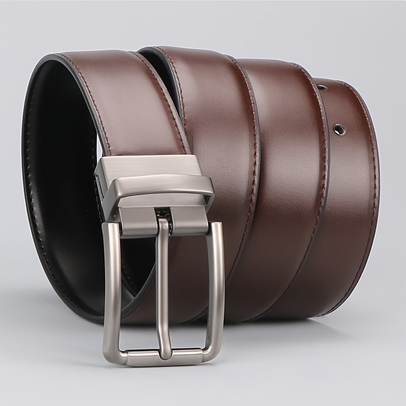Beltox heren riem van echt leer, reversibel met roestvrijstalen rolgesp, perfect voor dagelijks gebruik.