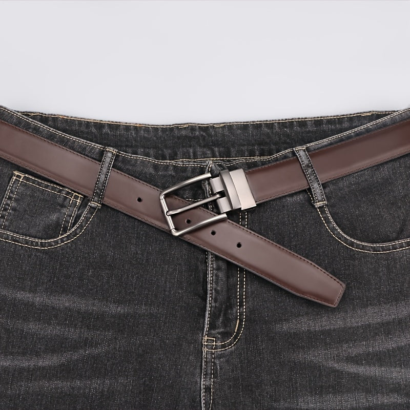 Beltox heren riem van echt leer, reversibel met roestvrijstalen rolgesp, perfect voor dagelijks gebruik.