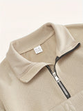 Heren Henley sweater met hoge kraag, ritsdetail en lange mouwen, perfect voor herfst en winter.