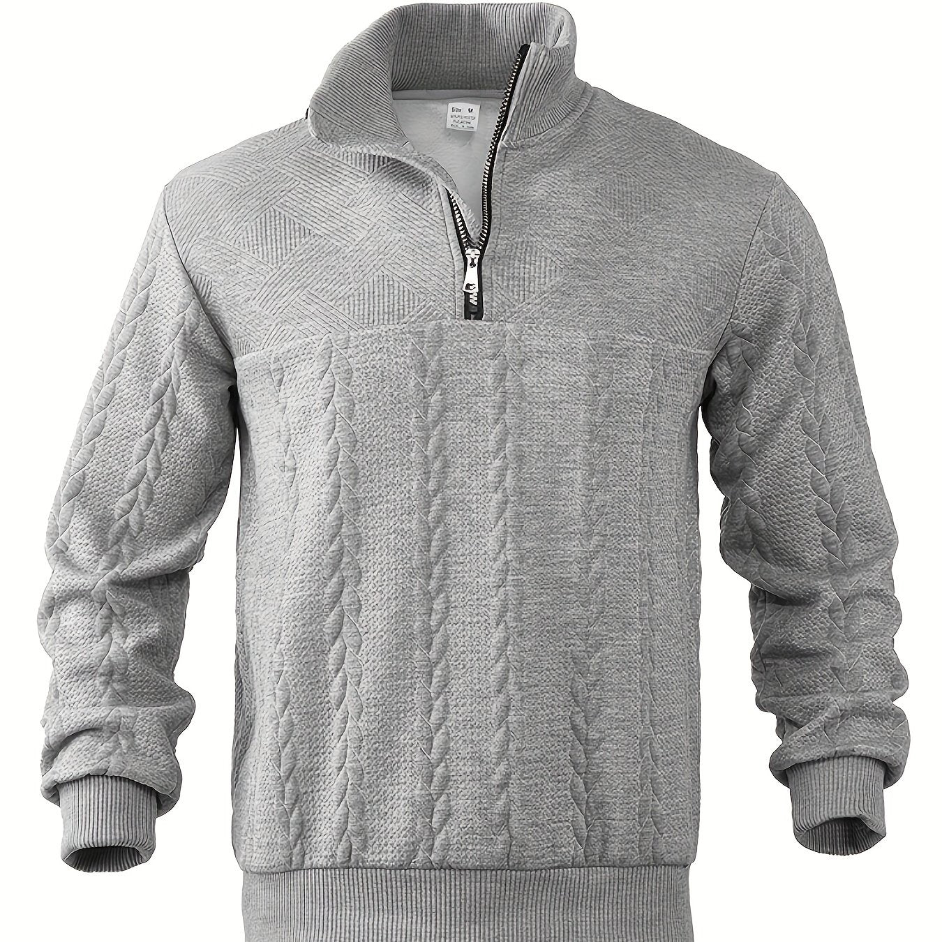 Heren Henley sweater met hoge kraag, ritsdetail en lange mouwen, perfect voor herfst en winter.