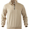 Heren Henley sweater met hoge kraag, ritsdetail en lange mouwen, perfect voor herfst en winter.