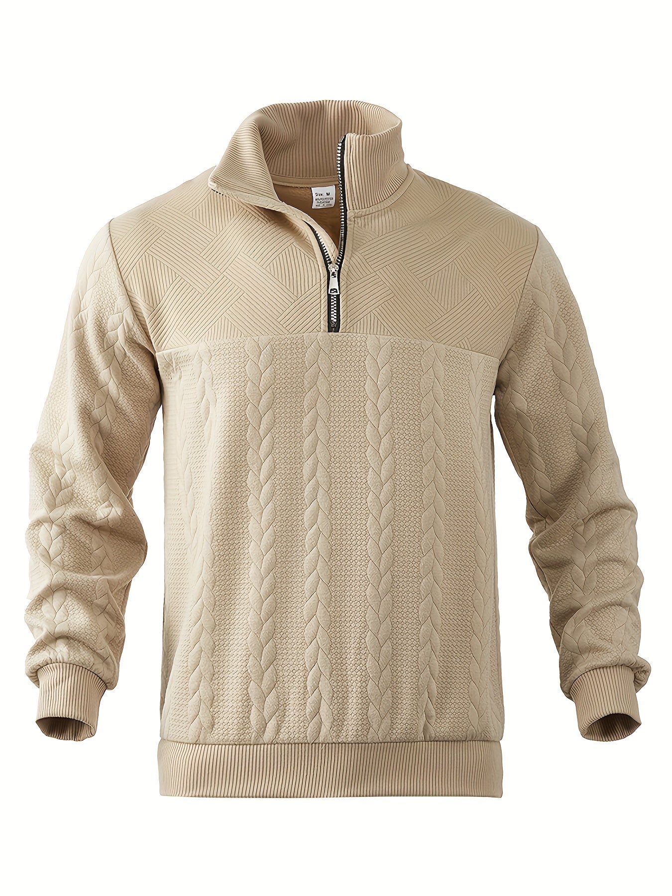 Heren Henley sweater met hoge kraag, ritsdetail en lange mouwen, perfect voor herfst en winter.