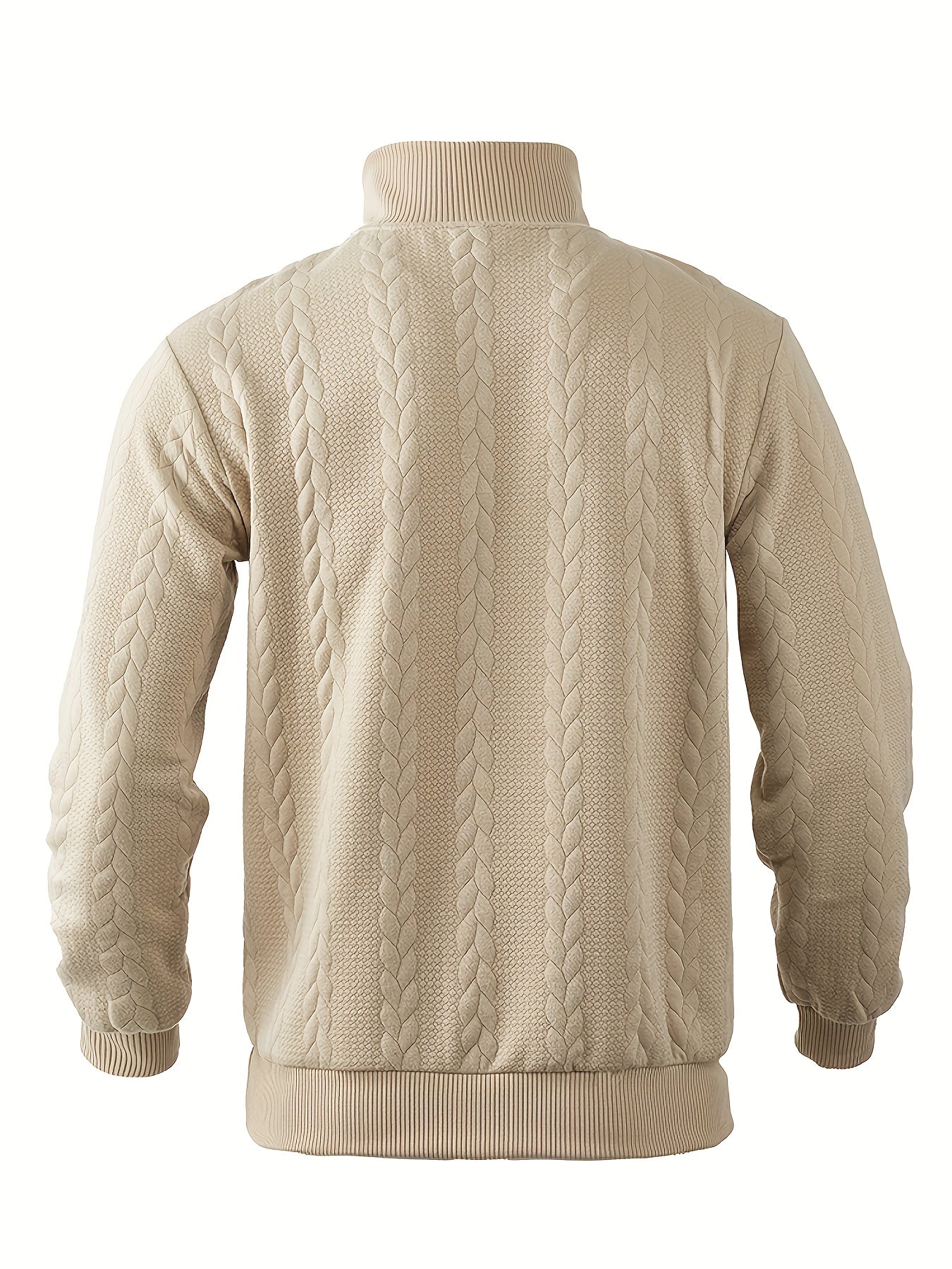 Heren Henley sweater met hoge kraag, ritsdetail en lange mouwen, perfect voor herfst en winter.