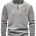 Heren Henley sweatshirt met halve rits, ronde hals en slim fit, perfect voor herfst en winter.