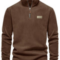 Heren Henley sweatshirt met halve rits, ronde hals en slim fit, perfect voor herfst en winter.