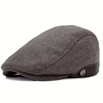 Herenflatcap voor herfst en winter, verstelbaar, hiphopstijl, met rechte klep en geïntegreerde verborgen oorbeschermers, zonder batterij.