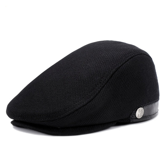 Herenflatcap voor herfst en winter, verstelbaar, hiphopstijl, met rechte klep en geïntegreerde verborgen oorbeschermers, zonder batterij.