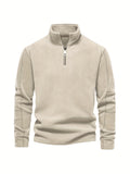 Heren Henley-shirt met lange mouwen, fleece gevoerd, casual stijl met halve rits, perfect voor warmte en comfort.