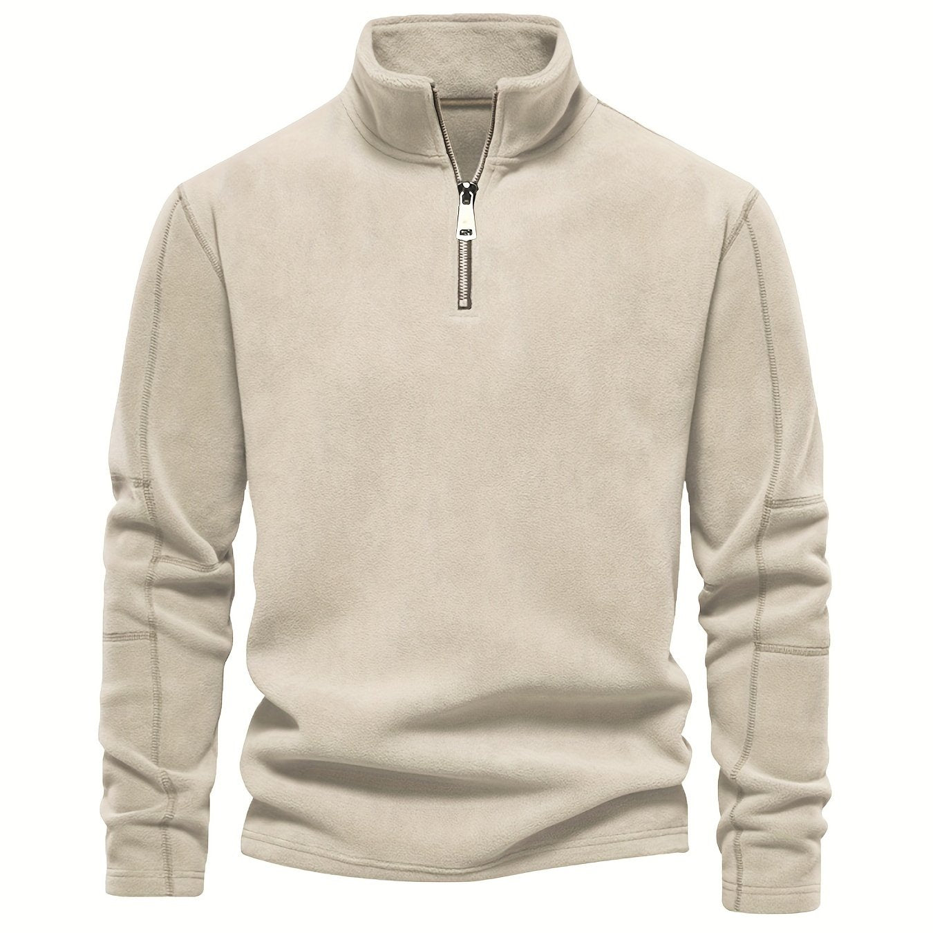 Heren Henley-shirt met lange mouwen, fleece gevoerd, casual stijl met halve rits, perfect voor warmte en comfort.