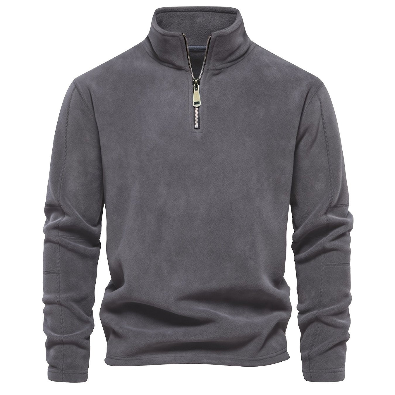 Heren Henley-shirt met lange mouwen, fleece gevoerd, casual stijl met halve rits, perfect voor warmte en comfort.