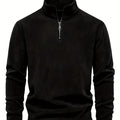 Heren Henley-shirt met lange mouwen, fleece gevoerd, casual stijl met halve rits, perfect voor warmte en comfort.