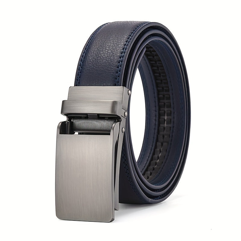 Heren leren riem met automatische gesp, 2-laags leer, perfect voor zakelijke en casual outfits, duurzaam en stijlvol.