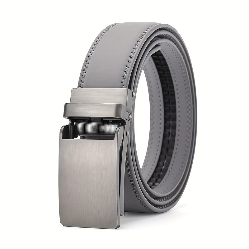 Heren leren riem met automatische gesp, 2-laags leer, perfect voor zakelijke en casual outfits, duurzaam en stijlvol.