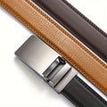 Heren leren riem met automatische gesp, 2-laags leer, perfect voor zakelijke en casual outfits, duurzaam en stijlvol.