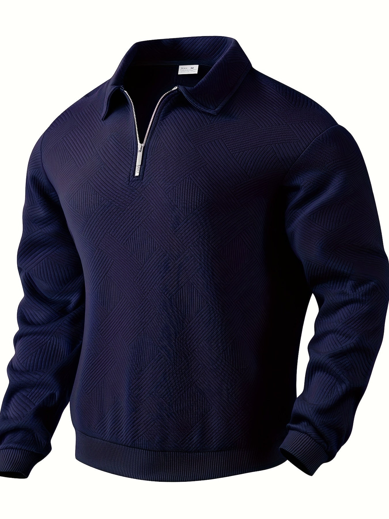 Heren sweater met kraag, polyester tricot, lange mouwen, comfortabele losse pasvorm, ideaal voor de herfst.