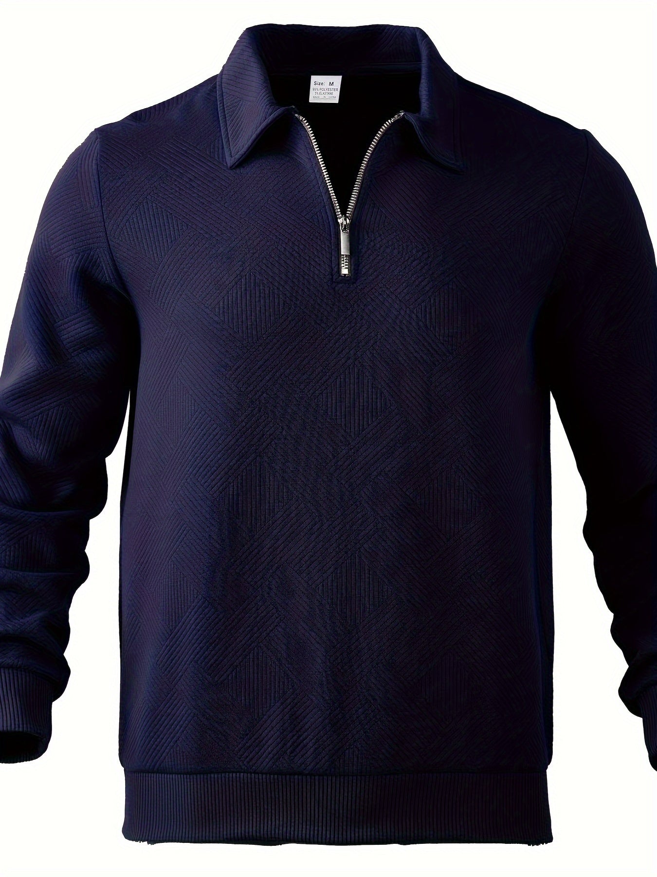 Heren sweater met kraag, polyester tricot, lange mouwen, comfortabele losse pasvorm, ideaal voor de herfst.