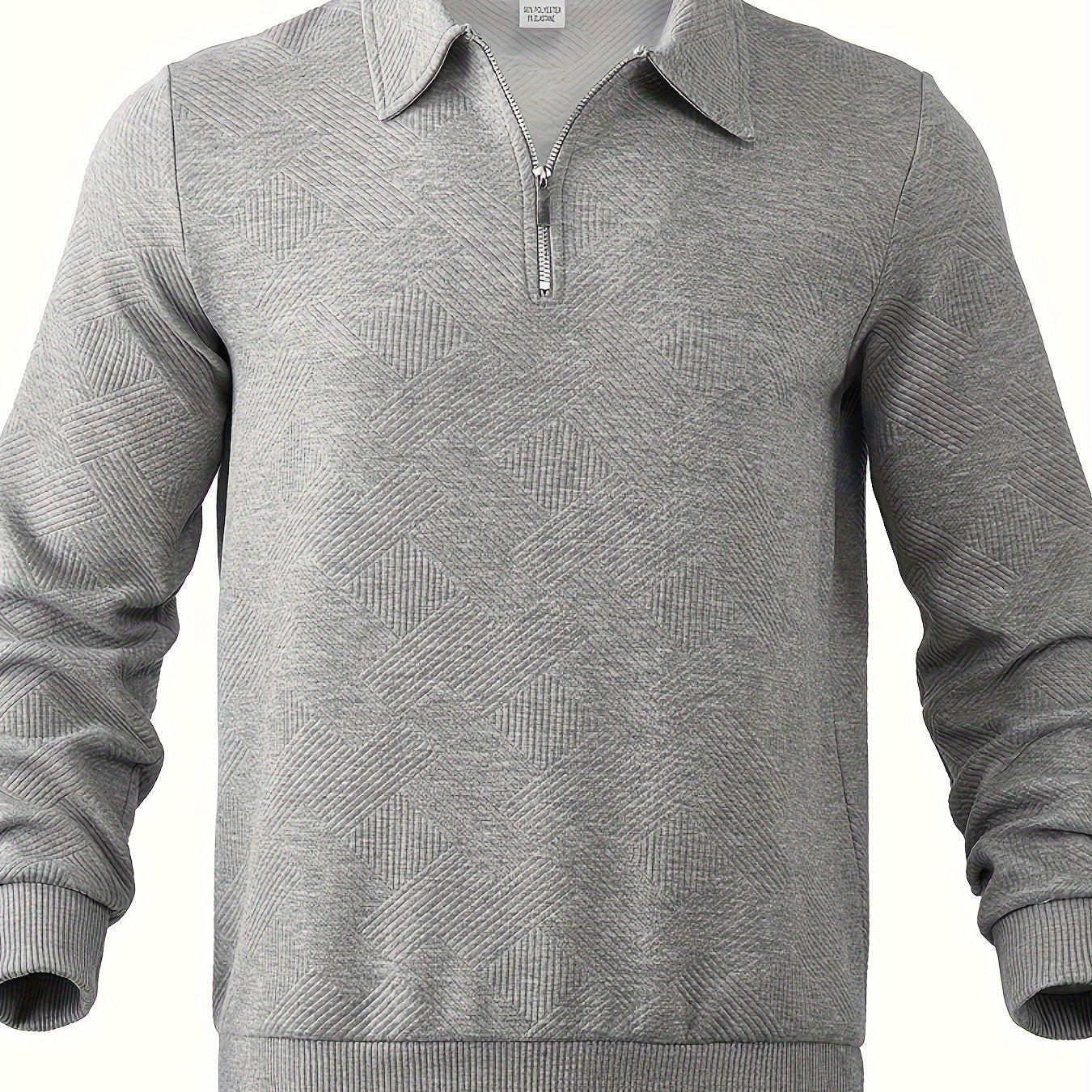 Heren sweater met kraag, polyester tricot, lange mouwen, comfortabele losse pasvorm, ideaal voor de herfst.