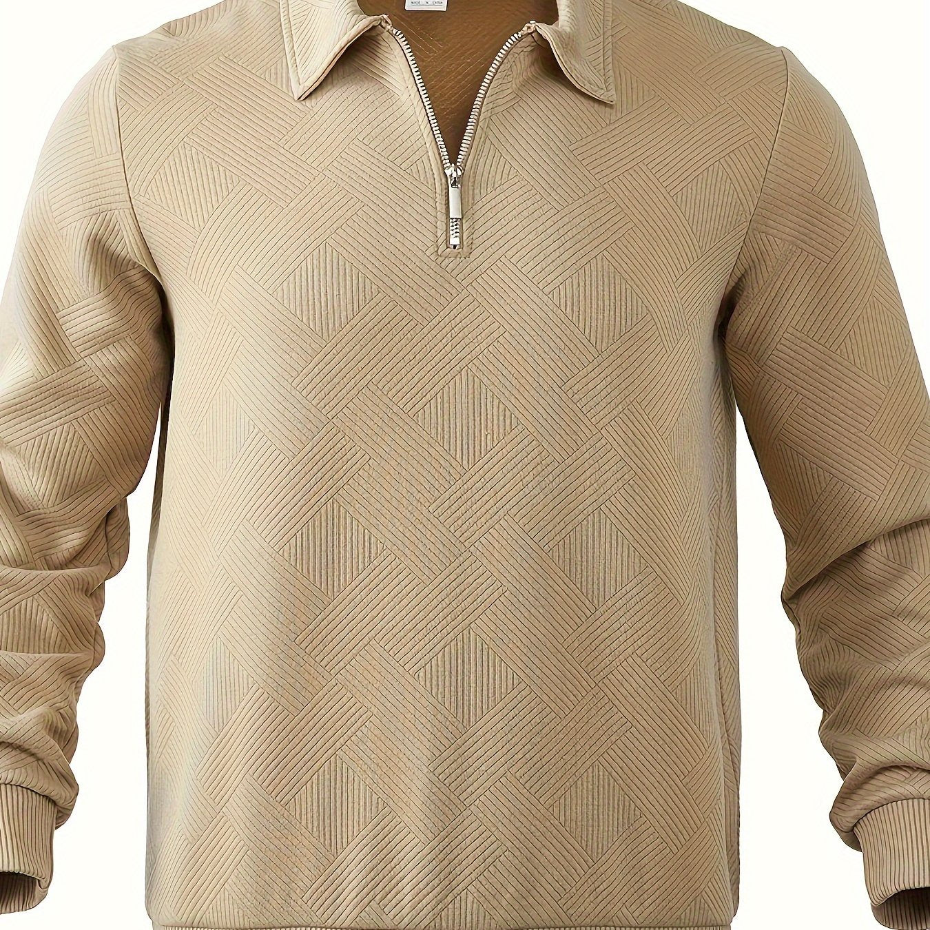 Heren sweater met kraag, polyester tricot, lange mouwen, comfortabele losse pasvorm, ideaal voor de herfst.